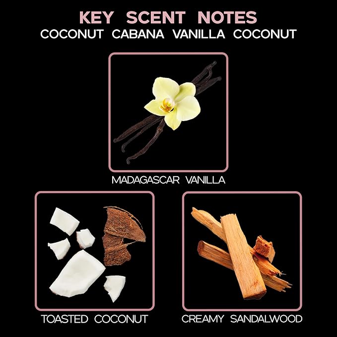 Reed Diffuser Set, Coconut Cabana Scented Oil Diffuser with Sticks, Home Fragrance Accessories for Bathroom Shelf Decor, Aroma Diffusers for Home or Office Desk, USA Made