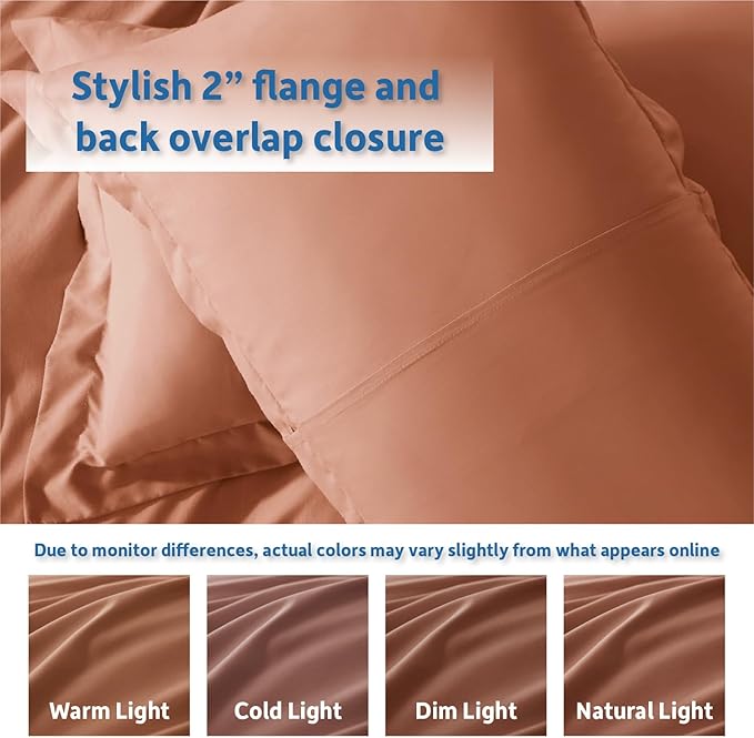 Nestl California King Duvet Cover Set with Comforter Insert - Rust 4 Piece 104x98 Duvet Cover & 2 Pillow Shams with White Quilted Down Alternative Comforter, Ultra Soft, All Season