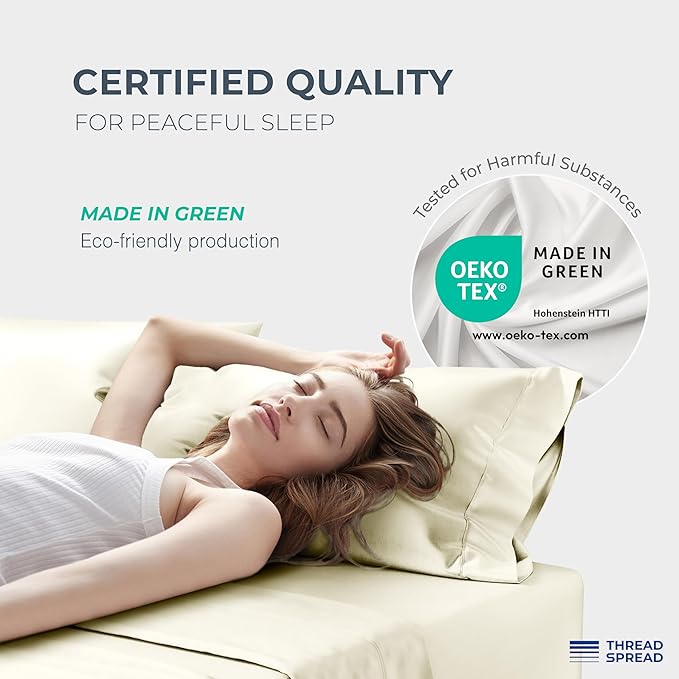 THREAD SPREAD 100% Egyptian Cotton King Size Pillow Cases Set of 2 - Luxury 1500 Series Pillow Cases King Size (Ivory), Soft Cooling Envelope Closure Hotel Quality Egyptian Cotton Pillowcases