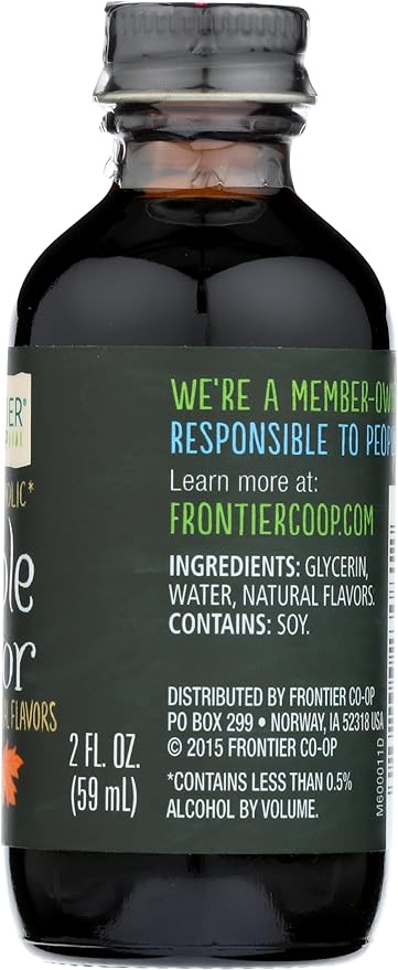 Frontier Co-op Non-Alcoholic Maple Flavor, 2 Ounce, Rich Maple Taste For Baked Beans, Sweet Potatoes, Alcohol Free Maple