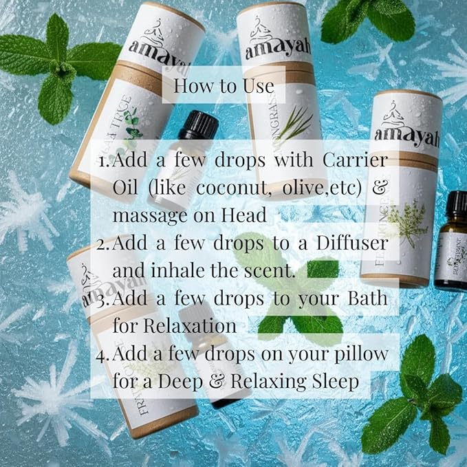 Amayah Breathe Essential Oil Blend for Congestion Relief & Seasonal Wellness | Eucalyptus, Peppermint & Tea Tree Aromatherapy Oil for Diffuser | Sinus Support & Clear Breathing