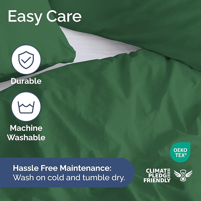 Duvet Cover King Size Set - Extra Soft King Duvet Cover 104" x 90" with 2 Pillow Shams - Hotel Luxury, Easy Care & Fade Free with Zipper Closures & Ties - Comfy, Cozy and Breathable (Emerald Green)