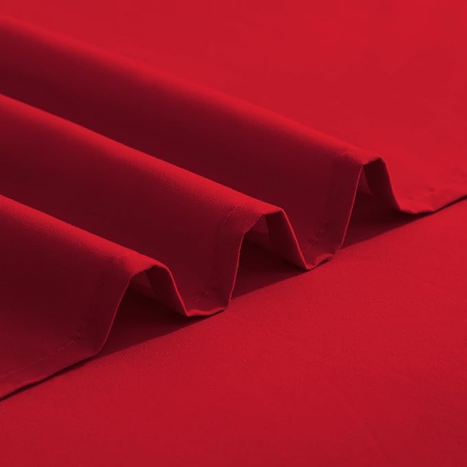 Elegant Comfort Luxurious 1500 Premium Hotel Quality Microfiber Three Line Embroidered Softest 5-Piece Bed Sheet Set, Wrinkle and Fade Resistant, Split King, Red