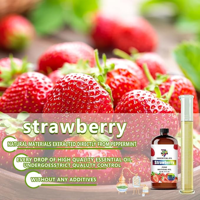 Strawberry Essential Oil - Strawberry Oils for Diffusers, Humidifiers, DIY Candles, Soap, Cleaning, Home, Office, Yoga, Massage, Gifts - 16 fl oz (480 ml) - GV77ZF