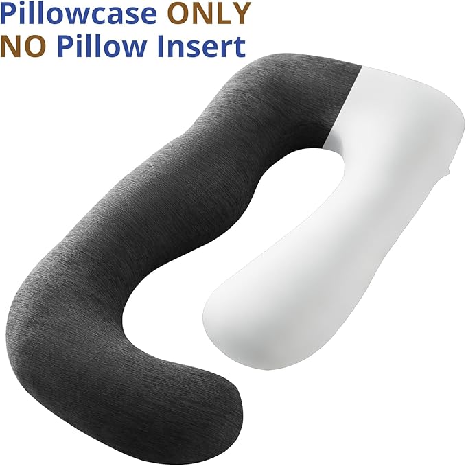 Sasttie Cooling Pregnancy Pillow Cover, 57-inch U Shaped Pregnancy Pillow Case, Fits 55 to 57 Inch Maternity Pillow, Black (No Pillow Insert)