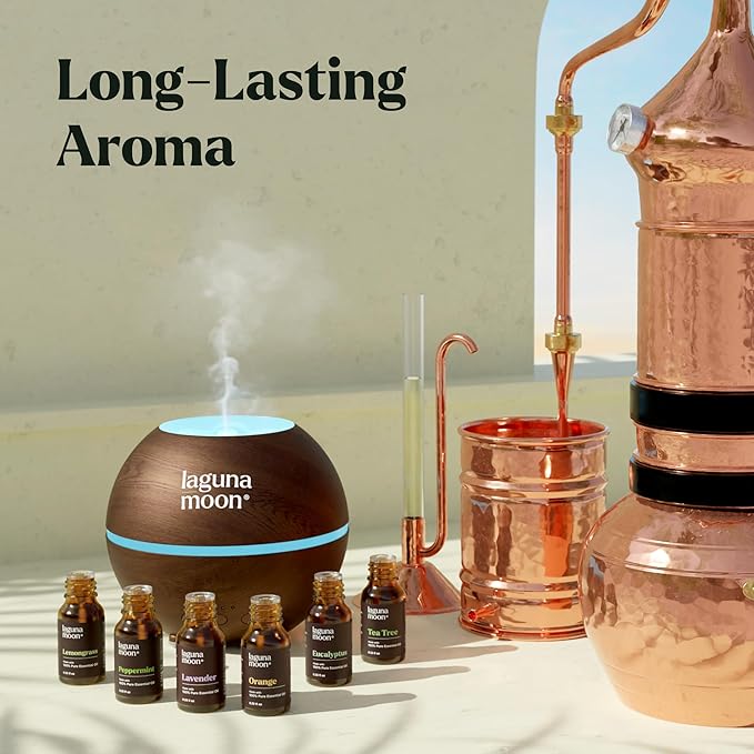 Lagunamoon Essential Oils Mothers Day Gifts Set- 6 Oils for Diffusers, Aromatherapy, Home Care, Candle Making Scents, Fragrance, Humidifiers - Peppermint, Tea Tree, Lavender, Eucalyptus, Orange (10mL)