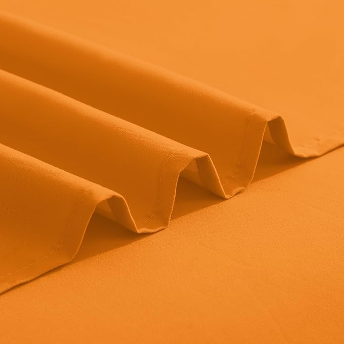 Elegant Comfort Luxurious 1500 Premium Hotel Quality Microfiber Three Line Embroidered Softest 4-Piece Bed Sheet Set, Wrinkle and Fade Resistant, Queen, Orange