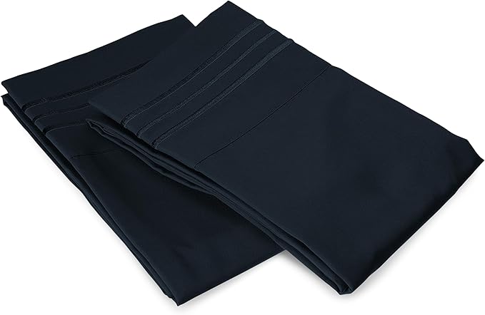 Elegant Comfort Premium Hotel Quality 2-Piece Pillowcase Set, Luxury & Softest 1500 Thread Count Egyptian Quality Bedding Pillowcases, Wrinkle and Fade Resistant,Black