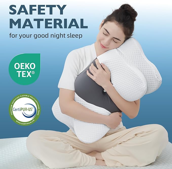 Cervical Neck Pillow for Pain Relief, Ergonomic Memory Foam Pillow for Sleeping, Orthopedic Bed Pillow Neck Support Pillow, Contour Pillows for Side Back Stomach Sleepers