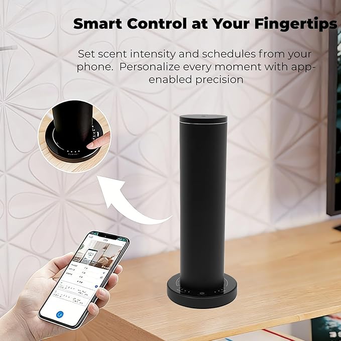 110ML Aroma Scent Diffuser Large Room Aromatherapy Diffuser- 10000 FT³ Smart Essential Oil Diffuser with App Control Ideal for Home Office, Hotel(Black)