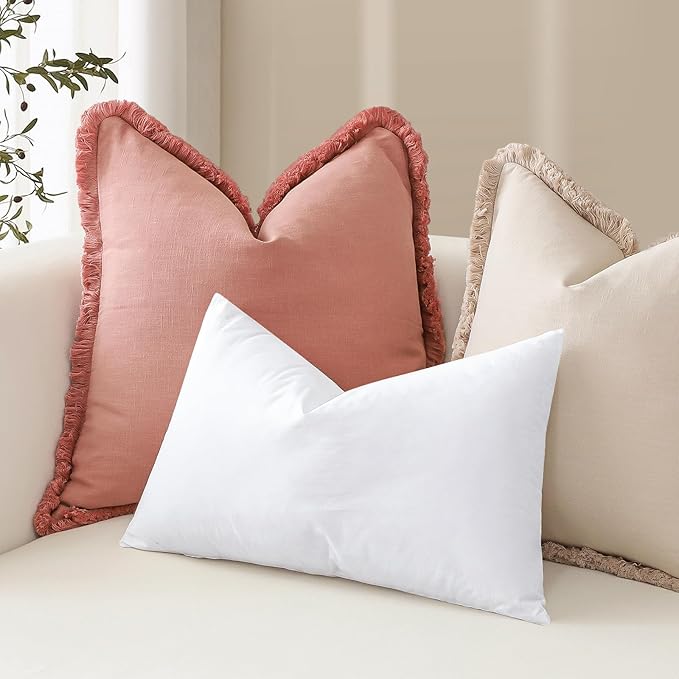 Artscope Synthetic Down Pillow Insert, 18x18 Down Alternative Throw Pillow Insert. Ultra Soft Fluffy Sleeping Pillow with 100% Cotton Cover, Decorative Pillows Set of 2-White.