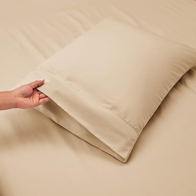 Hearth & Harbor Extra Deep Pocket Sheets - Fits Mattress 18-24 Inches Deep - Extra Deep Pocket Twin Sheets Sets - 4 Piece Twin Size - Cream