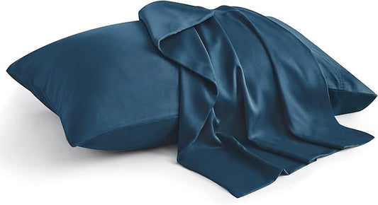 BEDELITE King Size Pillow Cases Set of 2, Rayon Derived from Bamboo, Cooling Pillow Cases for Hot Sleepers & Night Sweats, Breathable and Silky Soft Envelope Pillowcases(Navy Blue, 20"x36")
