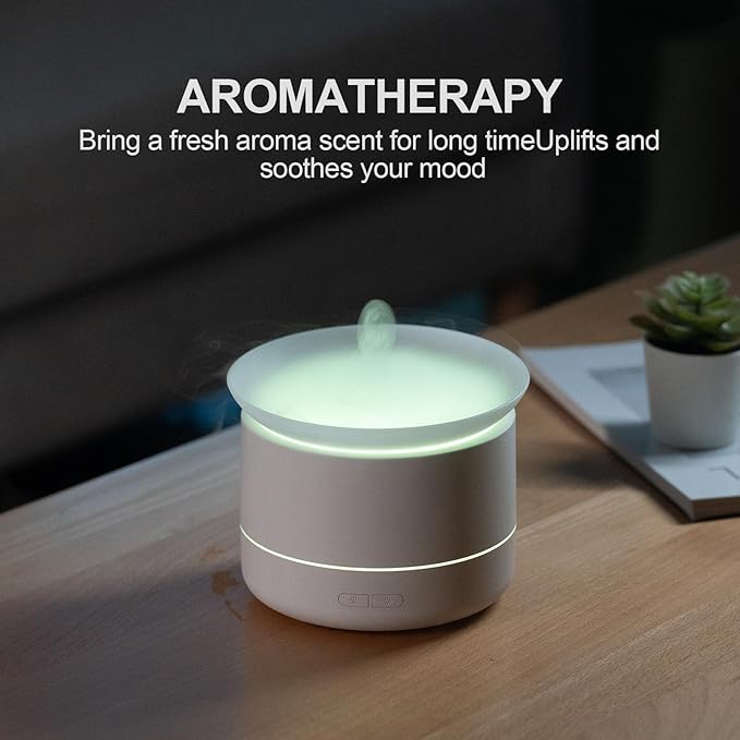 200ml Essential Oil Diffuser, Quiet Aromatherapy Mist Diffusers for Essential Oils, Cool Mist Air Humidifier Ultrasonic Oil Diffuser, 7 Colors Light for Bedroom, Home Office SPA Yoga (White)
