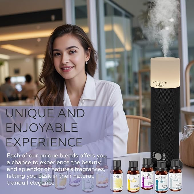 Lantixin Essential Oil Blend for Diffuser – Black Spruce & Ylang Ylang in Rosehip Oil – Aromatherapy Blend for Relaxation,Sleep, Spa – for Humidifiers, Home, Hotel – 0.5 Fl Oz (Rainchant Awakening)