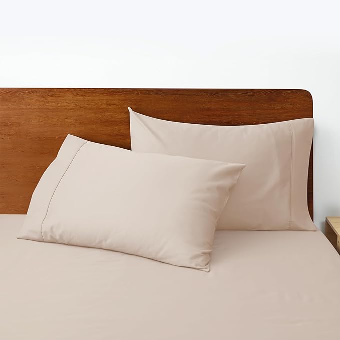 100% Egyptian Cotton Pillow Cases Set of 2,Standard Size 400 Thread Count Cooling Pillowcases,Soft and Breathable Pillow Covers with Envelope Closure,20x26 Inches, Beige
