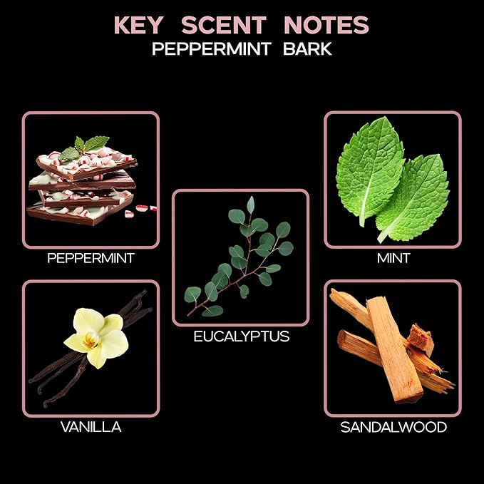Reed Diffuser Set, Peppermint Bark Scented Oil Diffuser with Sticks, Home Fragrance Accessories for Bathroom Shelf Decor, Aroma Diffusers for Home or Office Desk, USA Made