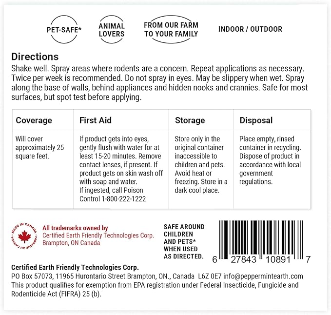 Powermint 8 Oz Peppermint Oil Rodent Repellent Spray