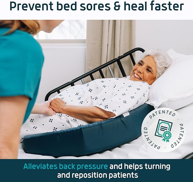 Lunderg Bedsore Pillow Positioning Wedge - with 2 Non-Slip Pillowcases & Adjustable Slope - Pressure Ulcer Cushion for Bed Sore Prevention - Stay on the Side and Stay Off the Back