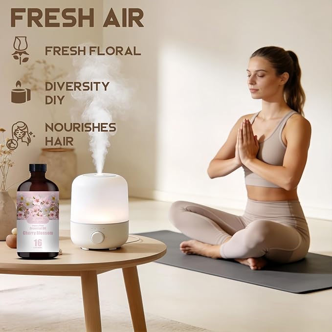 Cherry Blossom Essential Oil – MLYNKL Cherry Blossom Oils 16.33 fl oz for Diffusers, Humidifiers, Massage, DIY Candles, Soap, Cleaning, Home, Yoga, Office, Gifts - 490 ml