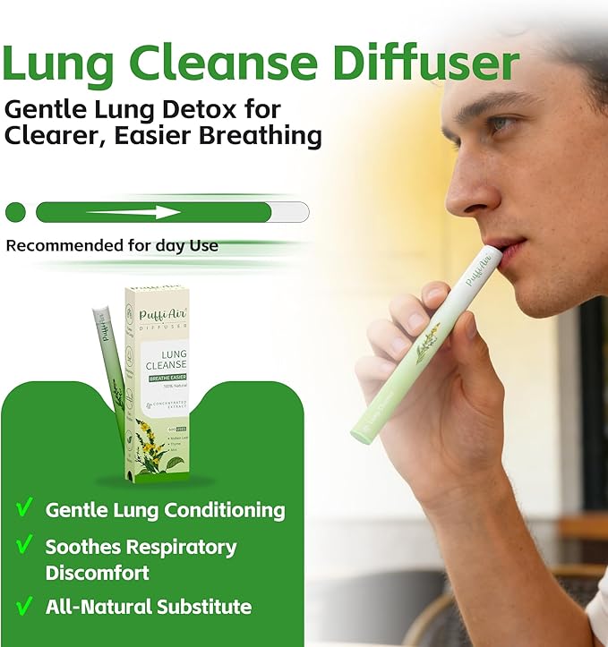 Herbal Diffuser Duo, Lung Cleanse and Sleep Diffuser with Extracts of Mullein and Melatonin, 100% Natural Swap, Day & Night Duo, 4 Sticks, 600 Uses Each=
