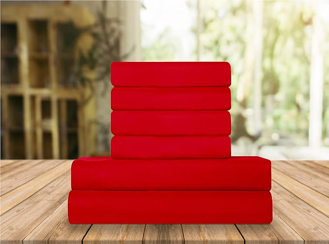 Elegant Comfort Luxury Soft Bed Sheets 1500 Premium Hotel Quality Microfiber Softness Wrinkle and Fade Resistant (6-Piece) Bedding Set, Full, Candy Apple Red