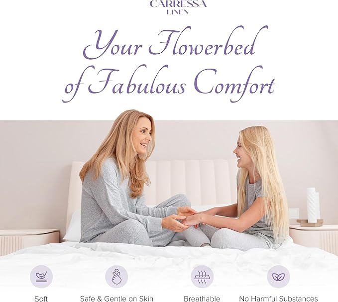 Carressa Linen Luxury Egyptian Cotton Twin XL Printed Sheet Set - 600 Series Extra Long Staple 3 PC Set, Floral Blue Twin XL Sheets, Soft, Cooling Sateen Weave Sheets Upto 18 in Deep Pocket