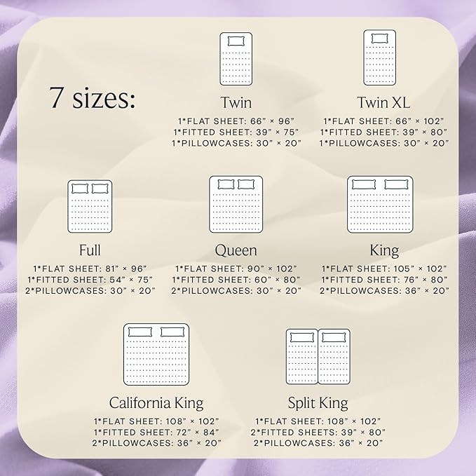 LuxClub 4 PC California King Sheet Set, Breathable Luxury Bed Sheets, Deep Pockets 18" Wrinkle Free Cooling Sheets Machine Washable Hotel Bedding Silky Soft - Lavender Cal King