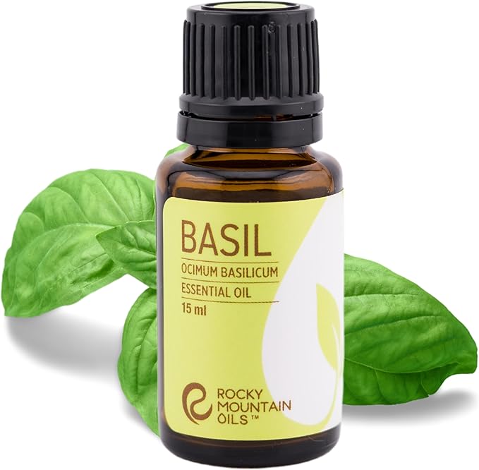 Rocky Mountain Oils - Basil Essential Oil 15ml - Essential Oil Kit Includes, Citrus Purify, & First Aid, for Diffuser