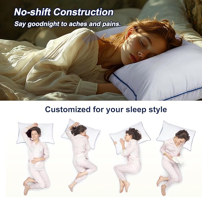 Favocama Pillows Queen Size Set of 4 Hotel Collection Bed Pillow for Sleeping Queen Pillows 4 Pack for Back, Stomach or Side Sleepers Soft and Supportive Washable Pillow for Bedroom