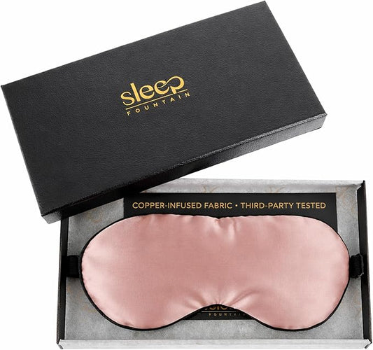 Anti Aging Silk Sleep Mask for Women, Mulberry Silk Eye Mask for Sleeping and Skin Care, Blackout Sleep Mask with Copper Ion Technology Reduces Eye Puffiness, Fine Lines and Wrinkles