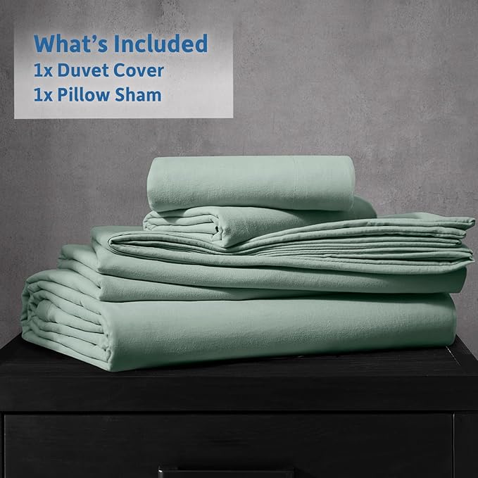 Nestl Sage Green Duvet Cover Full Size - Soft Double Brushed Full Size Duvet Cover Set, 3 Piece, with Zipper Closure, 1 Duvet Cover 80x90 inches and 2 Pillow Shams
