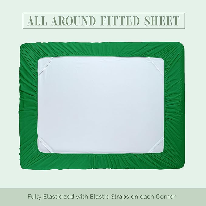 Elegant Comfort Luxury 1500 Premium Hotel Quality Microfiber 4-Piece Sheet Set - Soft, All Around Elastic 18-24 Inches Deep Fitted Sheet - Extra Deep Pocket Sheets, California King, Emerald Green