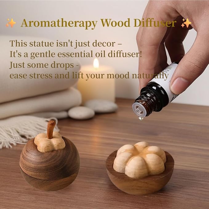 Layered Wood Passive Diffuser Petal-Like, Small Portable Essential Oil Aromatherapy Decor, Mini No-Electric Natural Boho Walnut Accent for Car, Desk, Travel, Rooms, Home, Office