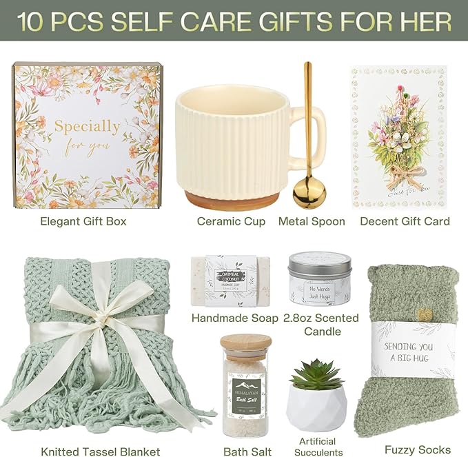 Mothers Day Self Care Spa Gifts for Women, Get Well Soon Gift Baskets for Women, Birthday Relaxation Care Package Thinking of You Gifts for Woman, Encouragement Surgery Recovery Miscarriage Gift