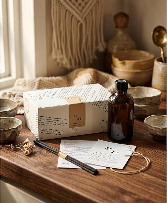 Aroma Reed Diffuser 6.7 Fl.oz Delicate Scent for Home Decor and Air Freshening Reed Scented Diffuser Home Decor Air Freshener for Bathroom Living Room Office (Pure Aroma Realm)