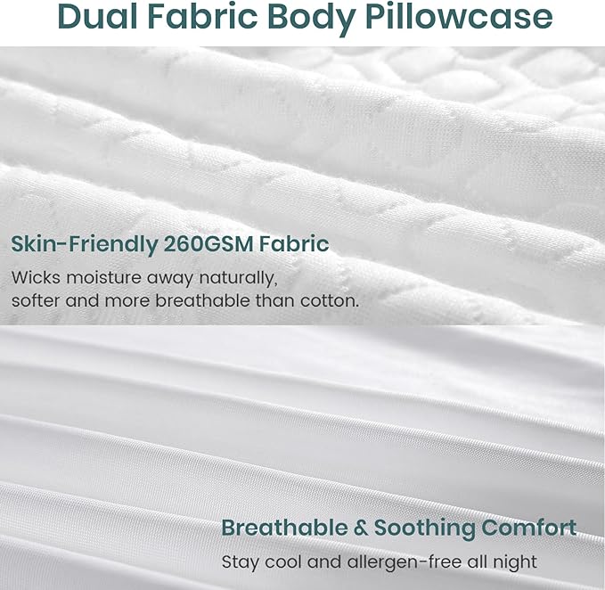 Rainmr Extra Long Body Pillow Memory Foam 180x50cm – Firm King Size Body Pillows for Adults – with Cooling Cover 21 x 72 inches