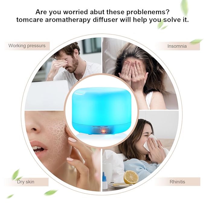 BERZ 300ml Aroma Essential Oil Diffuser Ultrasonic Air Humidifier with AUTO Shut off and 6-7 HOURS Continuous Diffusing - 7 Color Changing LED Lights and 4 Timer Settings