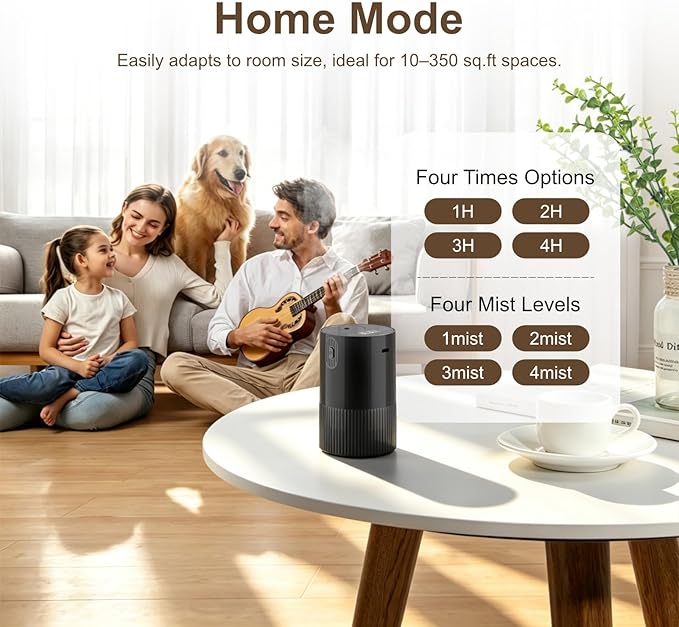 ASAKUKI Waterless Diffuser Essential Oils,Portable & Cordless Design,Adjustable Mist Levels and Timer,0.34 fl. oz. / 10 ml,Built-in Rechargeable Battery,Essential Oil Diffuser for Home,Car and Room