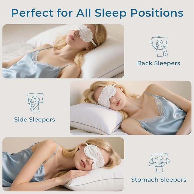 Sasttie Queen Size Pillow, Hotel Collection Single Bed Pillow for Side, Back, and Stomach Sleepers - Down Alternative Plump Filling - White, Set of 1, Queen, 20x30 Inches