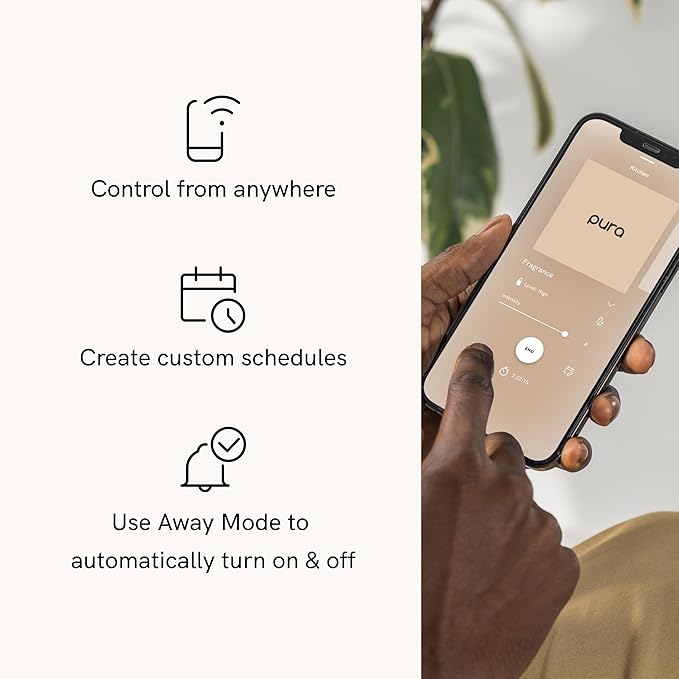Pura Smart Home Fragrance Device Starter Set - Pura 4 - Scent Diffuser for Home - Includes Fragrance Aroma Diffuser - Square Box, Winter Noir and Cranberry Fizz Scent Refills