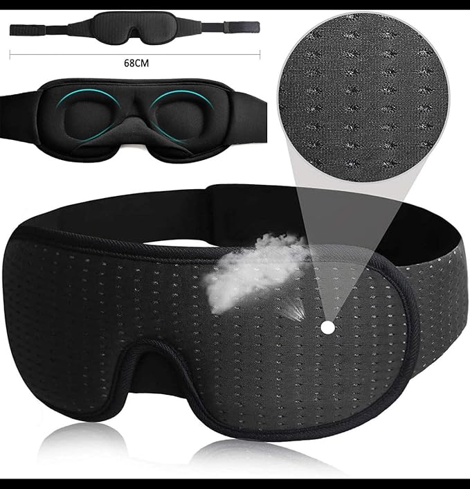 Comfort+ Advanced Ergonomic Sleep Mask, Premium Low Rebound Memory Foam, Soft Breathable Fabric, Super-Soft Nose Baffle for 100% Light Block, Large Zero Pressure Eye Cavities