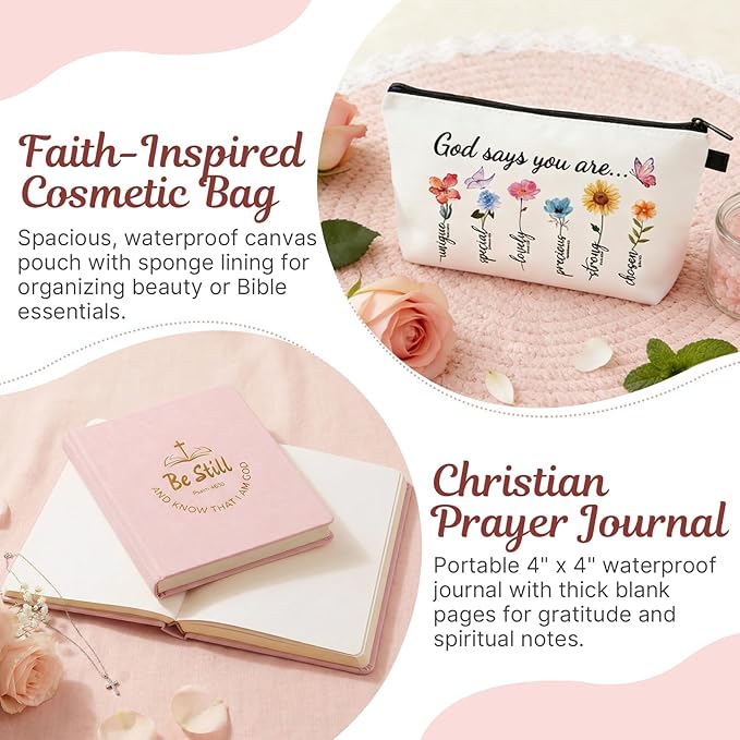 Christian Gifts for Women Faith, Religious Inspirational Catholic Encouragement Gift Sets, Unique Spiritual Christmas Birthday Gift Basket for Her Mom Grandma Sister Aunt Teacher Friend Wife w/Blanket
