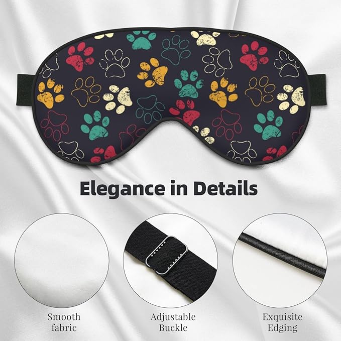 Colorful Paw Print Sleep Mask for Sleeping, Soft Comfort Eye Shade, Blackout Eye Cover, Deep Rest, Travel, Nap, Meditation
