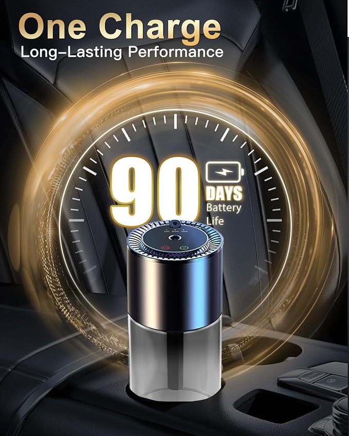 All-New, Smart Car Air Freshener Diffuser 160ml Large Capacity for 6 Months, Real-Time Monitoring, 90-Day Battery Life, 3 Modes, 7-Color with Starry Ceiling, for Car, Bedroom and Office.(OCEAN)