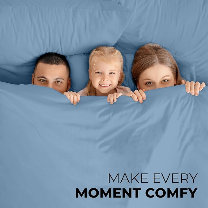 ROYALE LINENS 4 Piece Full Sheets Set - Soft Brushed 1800 Microfiber Bedding - 1 Fitted and 1 Flat Sheet, 2 Pillow Cases - Wrinkle Free & Fade Resistant - Hotel Luxury Bed Sheets (Lake Blue, Full)
