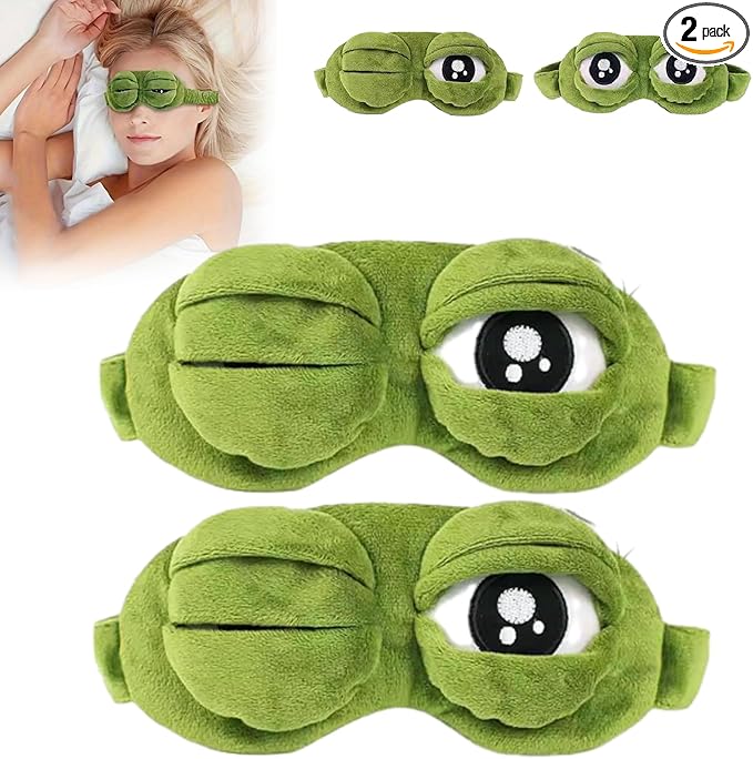 3D Frog Sleep Mask, Frog Sleep Mask, Soft & Comfortable Travel Eye Mask, Lightweight & Portable, Unisex, All-Season Use (2pcs)