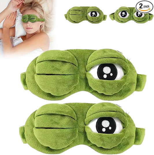 3D Frog Sleep Mask, Frog Sleep Mask, Soft & Comfortable Travel Eye Mask, Lightweight & Portable, Unisex, All-Season Use (2pcs)