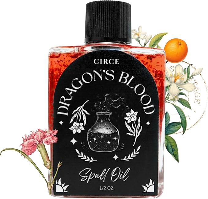 CIRCE Dragon’s Blood Spell Oil- Ritual & Intention Oil to Strengthen Your Space, Grounding & Personal Alignment, Wear as Fragrance or Add to Bath - Coconut Oil with Dragon’s Blood Resin & Cedar 1/2 oz
