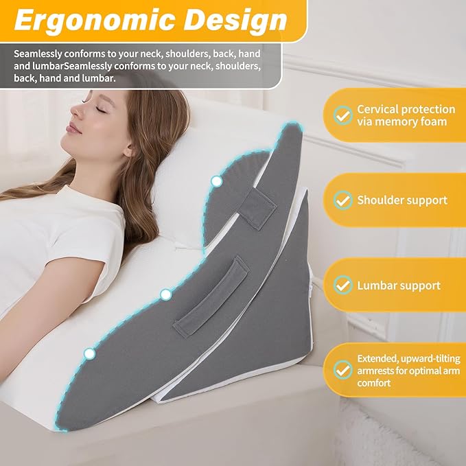 Wedge Pillow Set for After Surgery – 4PCS Orthopedic Bed Wedge Pillows for Sleeping – Adjustable Memory Foam Triangle Support for Back Pain Relief, Acid Reflux & Recovery (White)